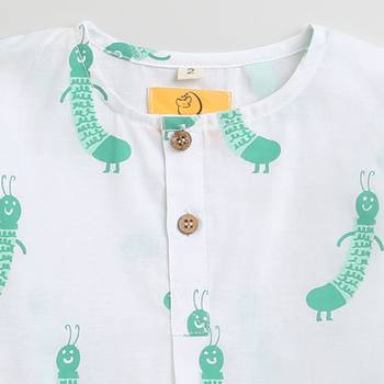 white green hand screen printed unisex sleepwear set- set of 2 3