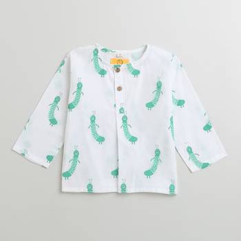 white green hand screen printed unisex sleepwear set- set of 2 4