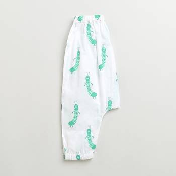 white green hand screen printed unisex sleepwear set- set of 2 5