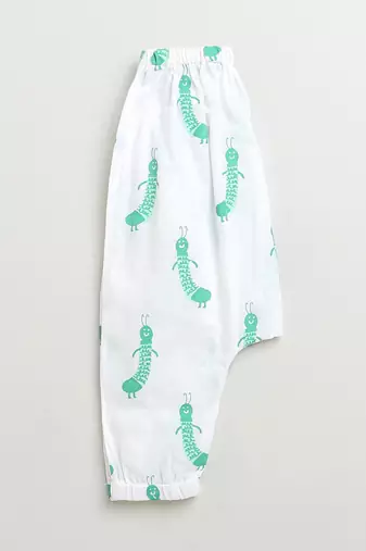 white green hand screen printed unisex sleepwear set- set of 2