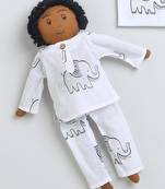 white green hand screen printed unisex sleepwear set- set of 2