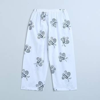 white black hand screen printed unisex sleepwear set- set of 2 4