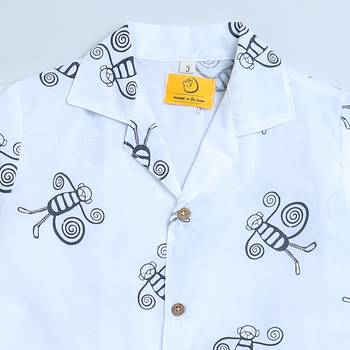 white black hand screen printed unisex sleepwear set- set of 2 5