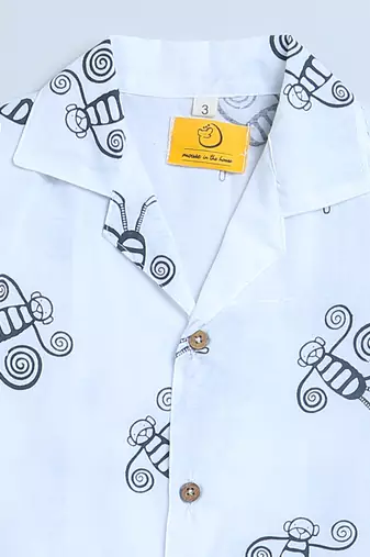 white black hand screen printed unisex sleepwear set- set of 2