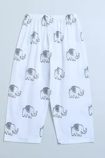 white green hand screen printed unisex sleepwear set- set of 2