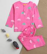 pink multicolor hand screen printed unisex sleepwear set- set of 2