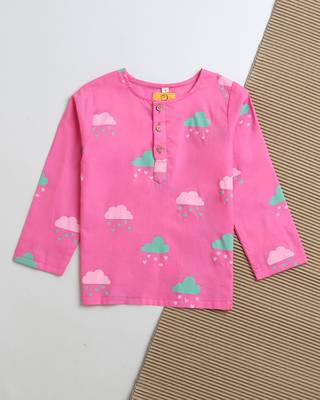 pink multicolor hand screen printed unisex sleepwear set- set of 2 2