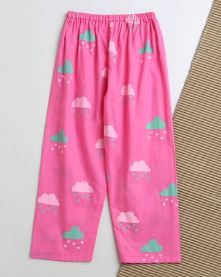 pink multicolor hand screen printed unisex sleepwear set- set of 2 3