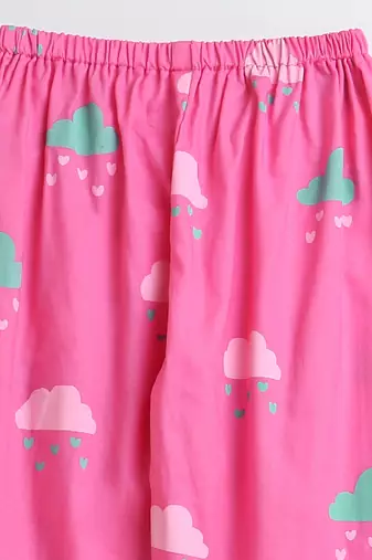 pink multicolor hand screen printed unisex sleepwear set- set of 2