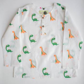 white multicolor hand screen printed unisex sleepwear set- set of 2 2