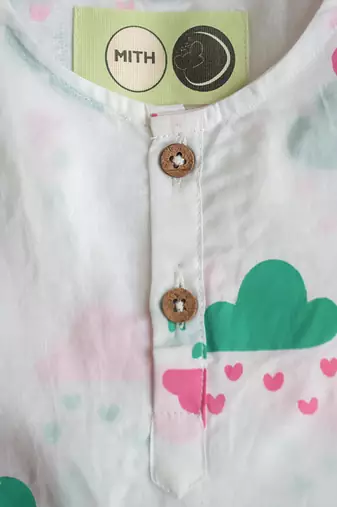 white multicolor hand screen printed unisex sleepwear set- set of 2