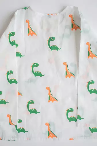 white multicolor hand screen printed unisex sleepwear set- set of 2