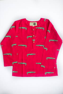 red green hand screen printed unisex sleepwear set- set of 2 3