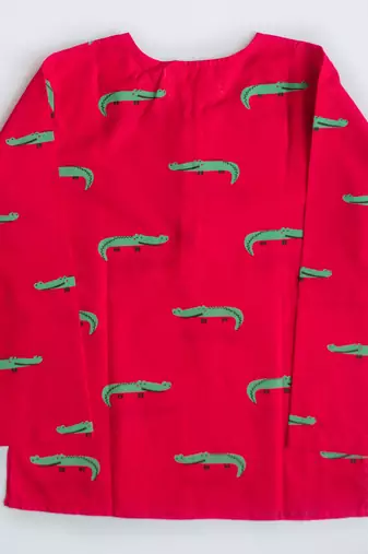 red green hand screen printed unisex sleepwear set- set of 2