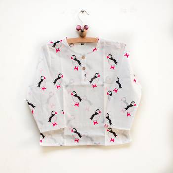 white multicolor hand screen printed unisex sleepwear set- set of 2 4
