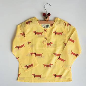 yellow red hand screen printed unisex sleepwear set- set of 2 2