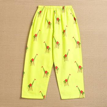 green multicolor hand screen printed unisex sleepwear set- set of 2 2