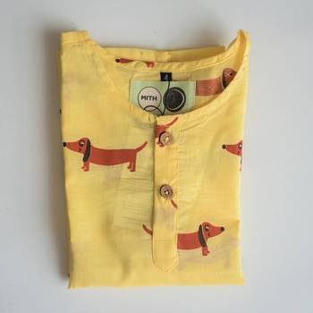 yellow red hand screen printed unisex sleepwear set- set of 2 3