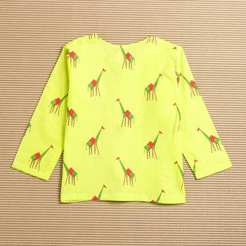 green multicolor hand screen printed unisex sleepwear set- set of 2 3