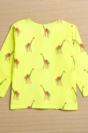 green multicolor hand screen printed unisex sleepwear set- set of 2