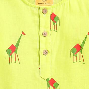 green multicolor hand screen printed unisex sleepwear set- set of 2 4