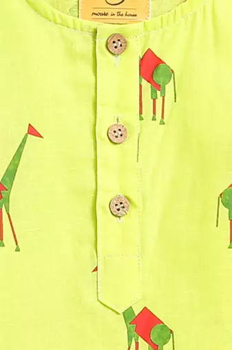 green multicolor hand screen printed unisex sleepwear set- set of 2