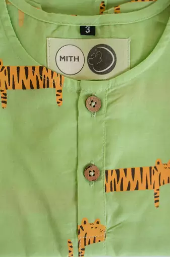 green orange hand screen printed unisex sleepwear set- set of 2