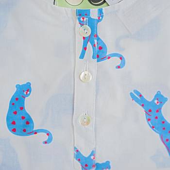 white blue hand screen printed unisex sleepwear set- set of 2 4