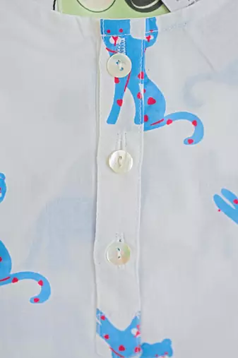 white blue hand screen printed unisex sleepwear set- set of 2