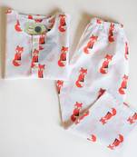 white orangehand screen printed unisex sleepwear set- set of 3