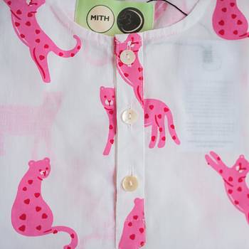 white pink hand screen printed unisex sleepwear set- set of 2 4