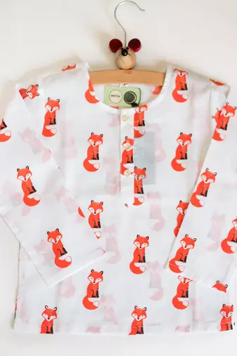 white orangehand screen printed unisex sleepwear set- set of 3
