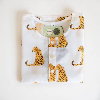 white yellow hand screen printed unisex sleepwear set- set of 2 4