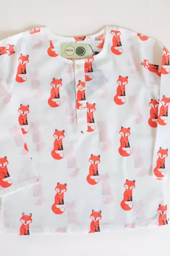 white orangehand screen printed unisex sleepwear set- set of 3