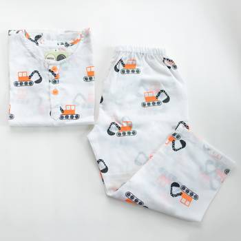 white orange hand screen printed unisex sleepwear set- set of 2 1