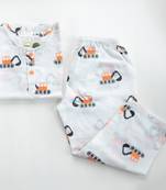 white orange hand screen printed unisex sleepwear set- set of 2