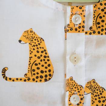 white yellow hand screen printed unisex sleepwear set- set of 2 5