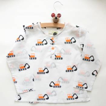white orange hand screen printed unisex sleepwear set- set of 2 2
