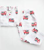 white red hand screen printed unisex sleepwear set- set of 2