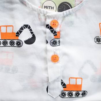 white orange hand screen printed unisex sleepwear set- set of 2 4
