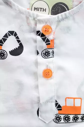 white orange hand screen printed unisex sleepwear set- set of 2