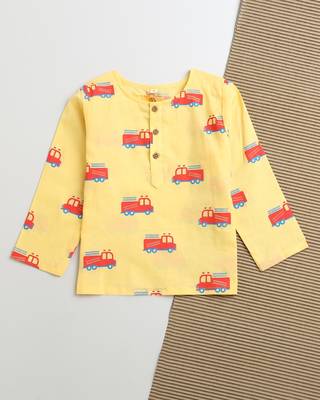 yellow red  hand screen printed unisex sleepwear set- set of 2 2