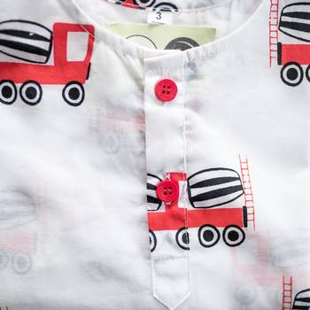 white red hand screen printed unisex sleepwear set- set of 2 4