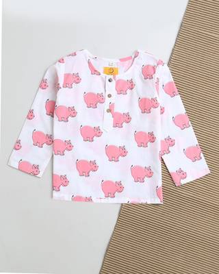white pink  hand screen printed unisex sleepwear set- set of 2 2