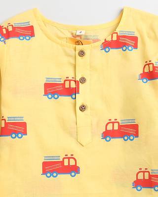 yellow red  hand screen printed unisex sleepwear set- set of 2 3