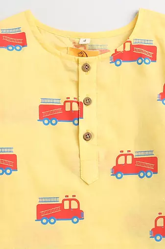 yellow red  hand screen printed unisex sleepwear set- set of 2