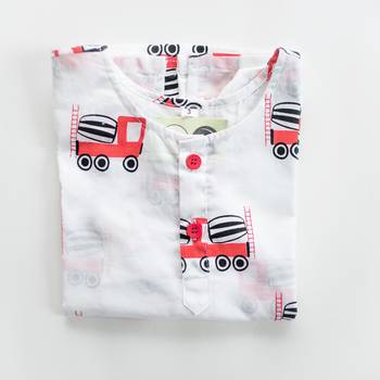 white red hand screen printed unisex sleepwear set- set of 2 5
