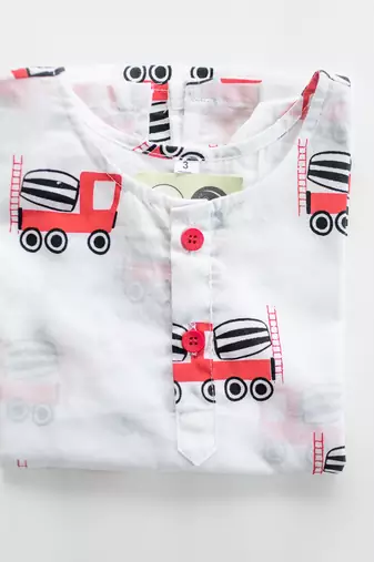 white red hand screen printed unisex sleepwear set- set of 2
