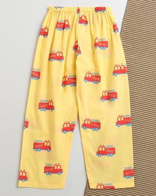 yellow red  hand screen printed unisex sleepwear set- set of 2 4