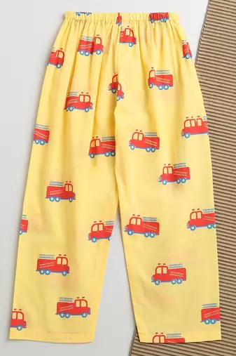 yellow red  hand screen printed unisex sleepwear set- set of 2
